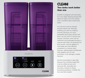 Ackuretta Cleani 3d printing cleaning unit with dual tanks
