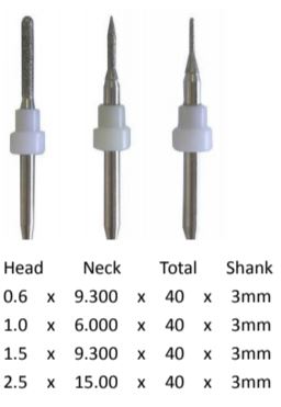 Glass ceramic Milling Burs to suit Roland